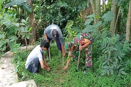 Babinsa Dan Warga Ngadirejo Tanam Pohon Beringin Dan Saman Untuk Lesta